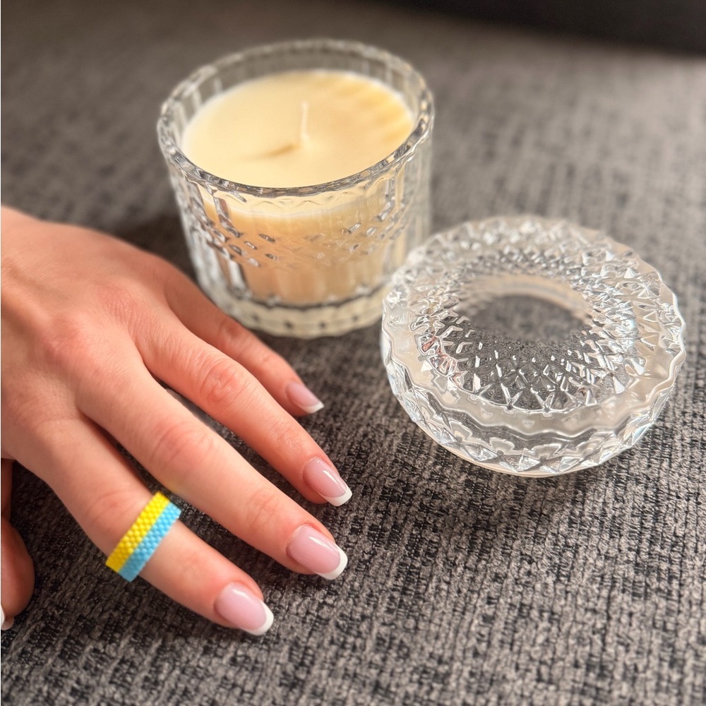Blue and Yellow Beaded Ring